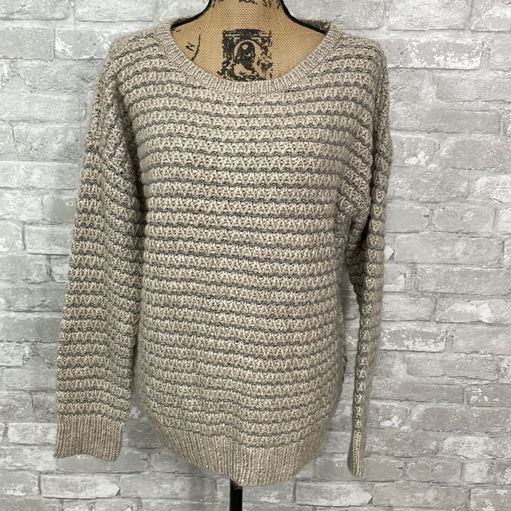 Ann Taylor Loft Ribbed Sweater with Metallic accents